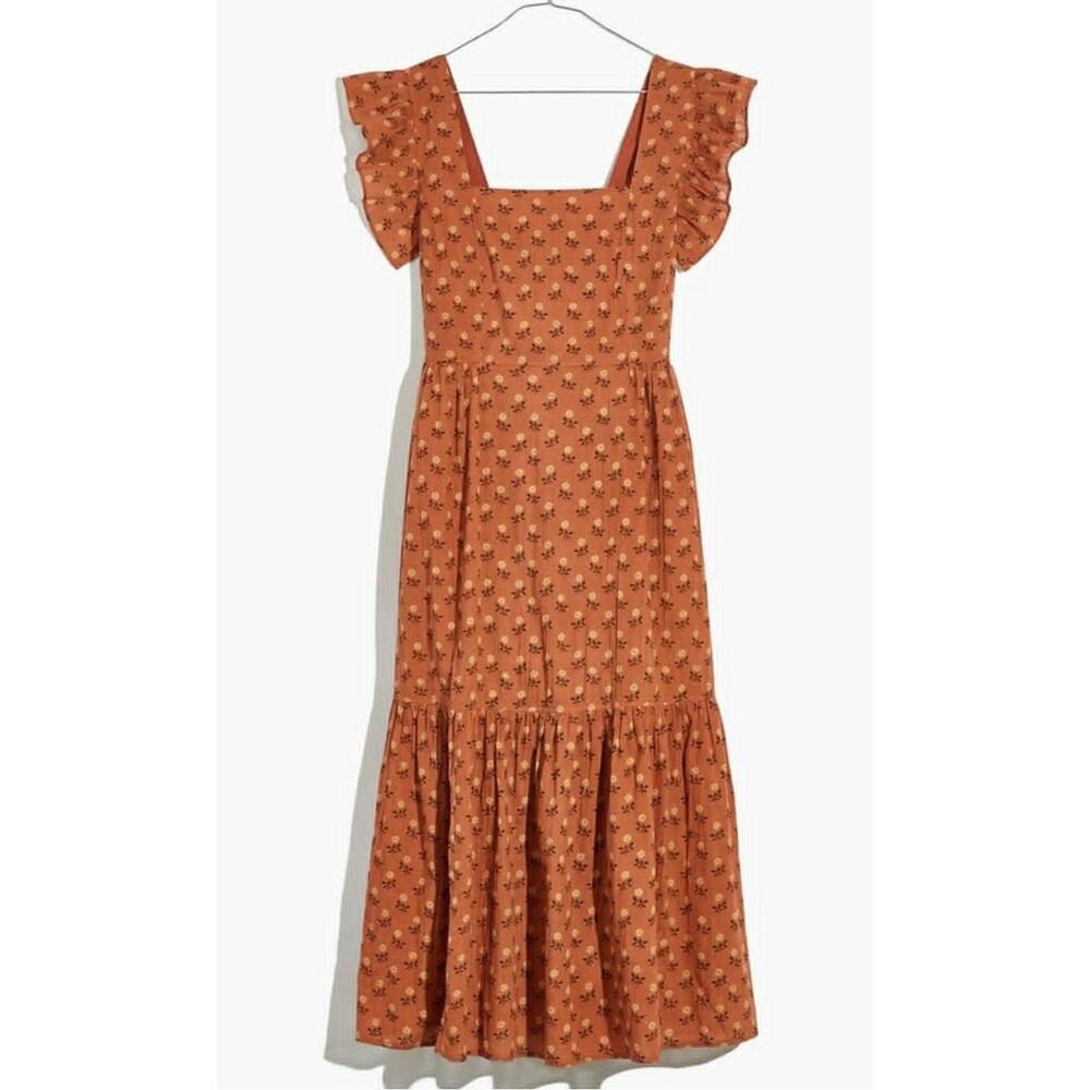 Madewell Ruffle Tiered Midi Dress Medium Floral Summer Cottagecore Festival Boho - Picture 2 of 8